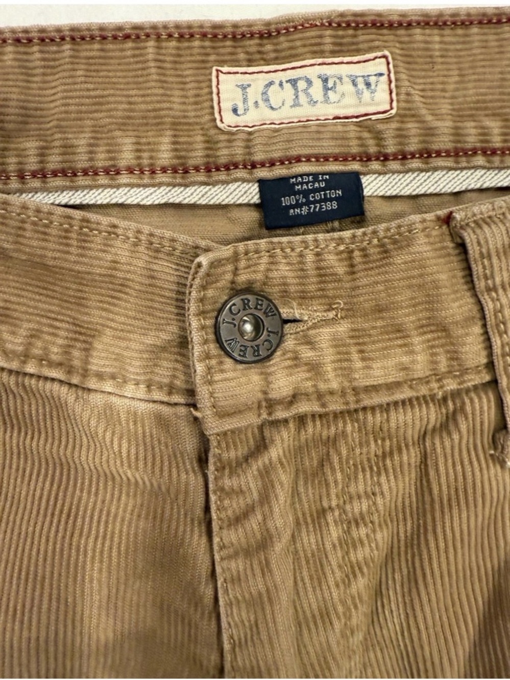 Vtg J. Crew Men’s Tan 34 x 30 Corduroy Straight Vintage Cord - Picture 4 of 10